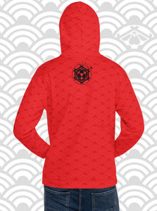 Ukiyo Streetwear Red Japanese Daruma Hoodie