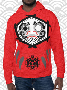 Ukiyo Streetwear Red Japanese Daruma Hoodie