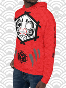 Ukiyo Streetwear Red Japanese Daruma Hoodie
