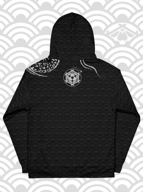 Ukiyo Streetwear Black Dragon and Volcano Print Hoodie