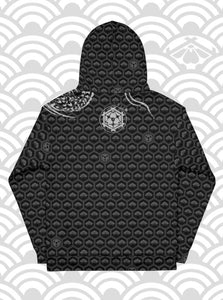 Ukiyo Streetwear Black Dragon and Volcano Print Women's Hoodie