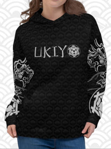 Ukiyo Streetwear Black Dueling Dragon Sleeves Women's Hoodie