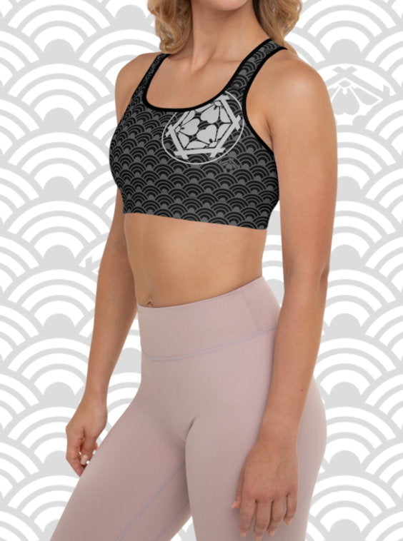 Ukiyo Streetwear Black Seigaiha Print Sports Bra