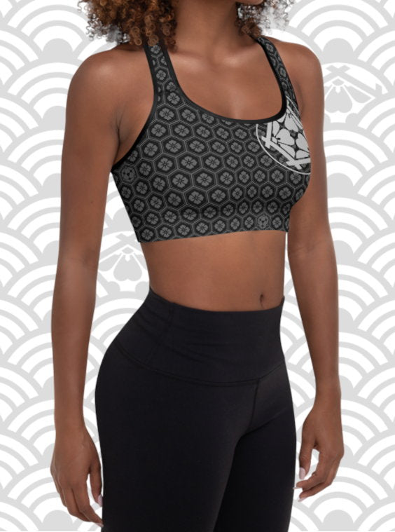 Ukiyo Streetwear Black Sakura Print Sports Bra