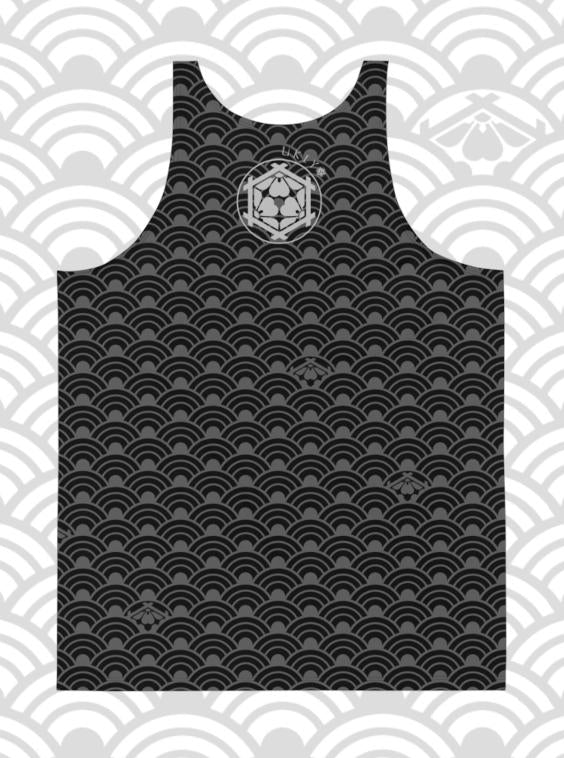 Ukiyo Streetwear Black Koi Fish Seigaiha Print Tank Top