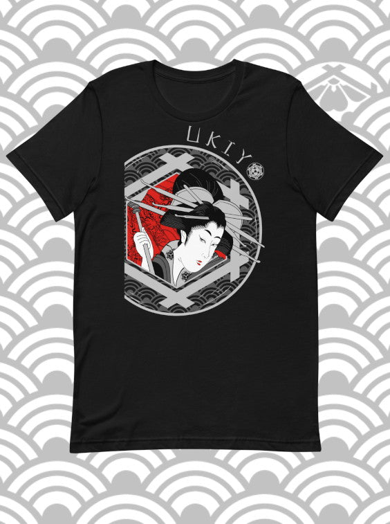 Ukiyo Streetwear T Shirt Men s Japanese Geisha Black S 2XL Ukiyo Streetwear Company