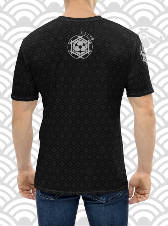Ukiyo Streetwear Black Geisha Mask and Cherry Blossom Print T-Shirt