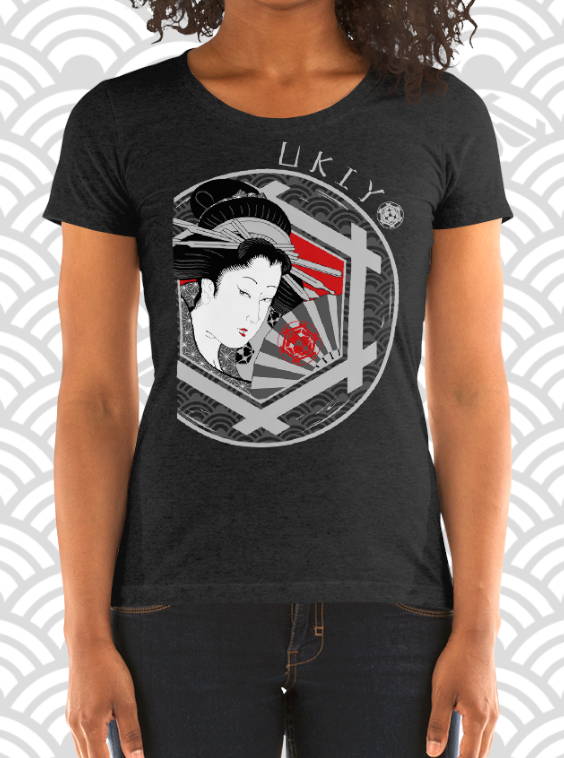 Ukiyo Streetwear Women's Charcoal Geisha Fan Dance (Jinta Mai) Fitted T-Shirt