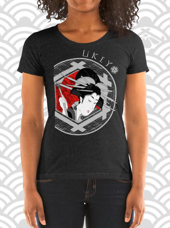 Ukiyo Streetwear Charcoal Seductive Geisha Women's T-Shirt