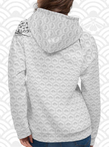 Ukiyo Streetwear Grey Dragon and Volcano Print Women's Hoodie