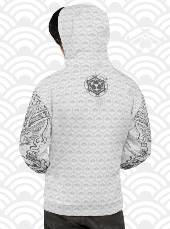 Ukiyo Streetwear Grey Dueling Dragon Sleeves Hoodie