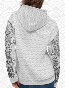 Ukiyo Streetwear Grey Dueling Dragon Sleeves Women's Hoodie