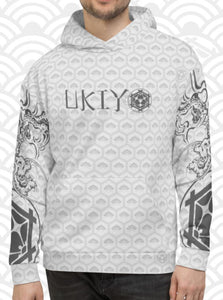 Ukiyo Streetwear Grey Dueling Dragon Sleeves Hoodie