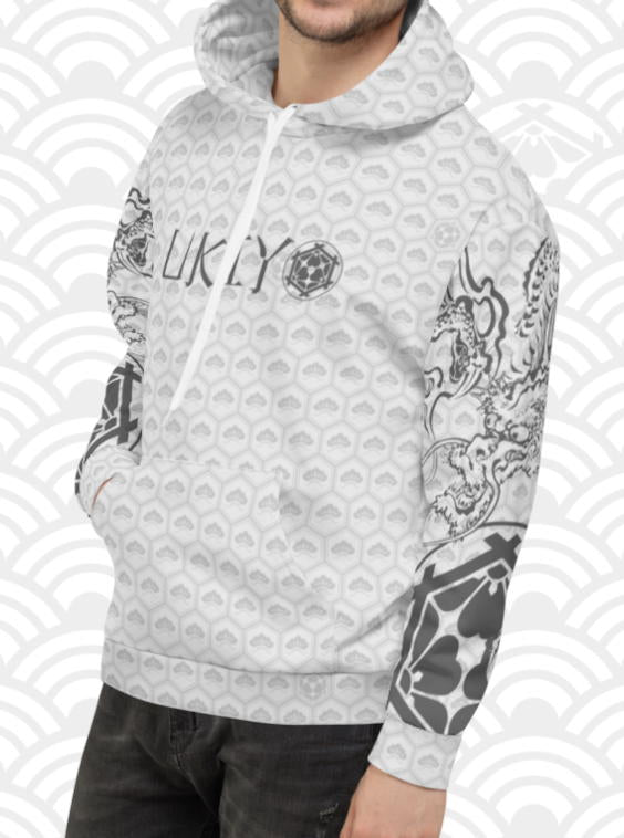 Ukiyo Streetwear Grey Dueling Dragon Sleeves Hoodie