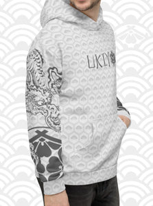 Ukiyo Streetwear Grey Dueling Dragon Sleeves Hoodie