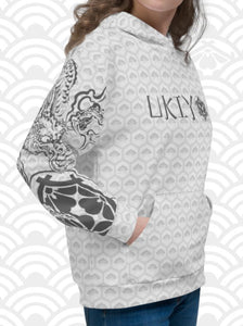 Ukiyo Streetwear Grey Dueling Dragon Sleeves Women's Hoodie
