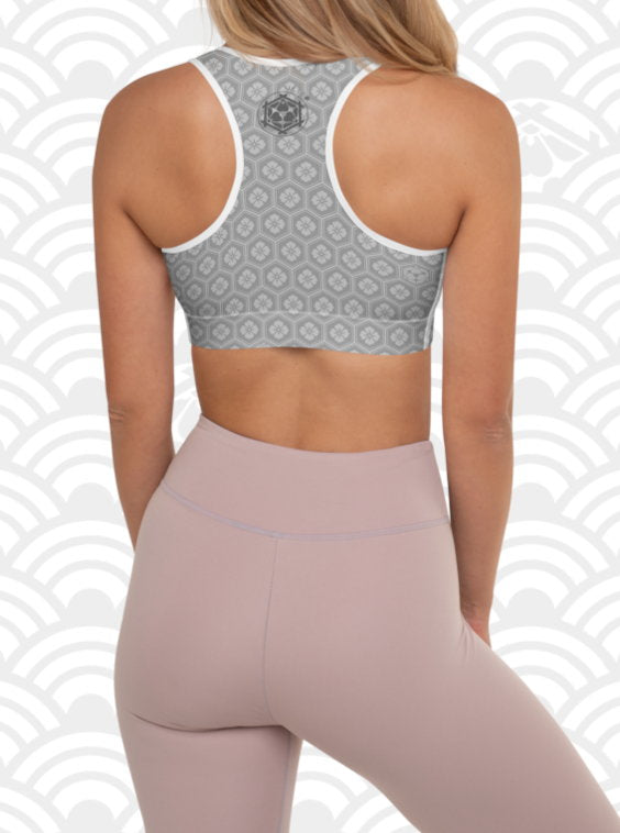 Ukiyo Streetwear Grey Sakura Print Sports Bra