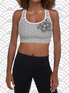 Ukiyo Streetwear Grey Seigaiha Print Sports Bra