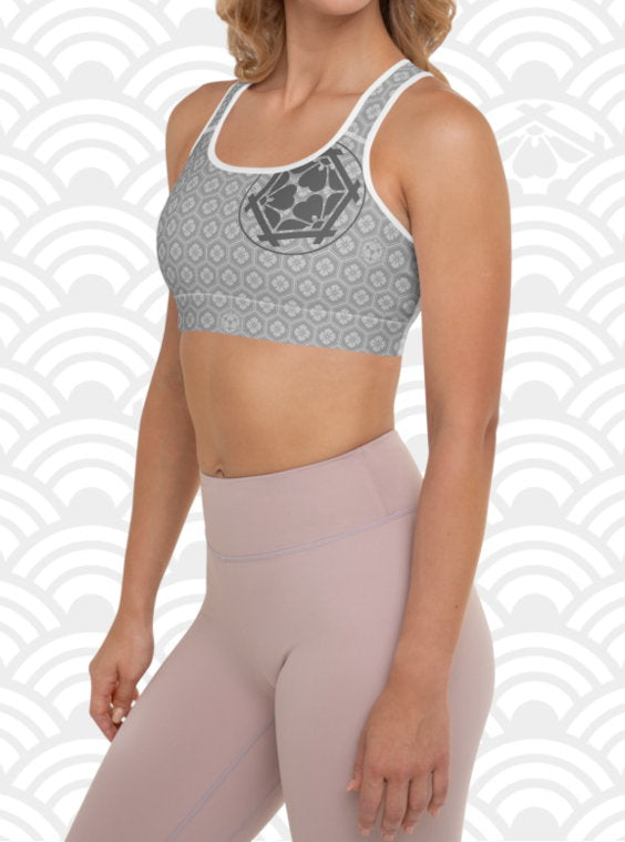 Ukiyo Streetwear Grey Sakura Print Sports Bra