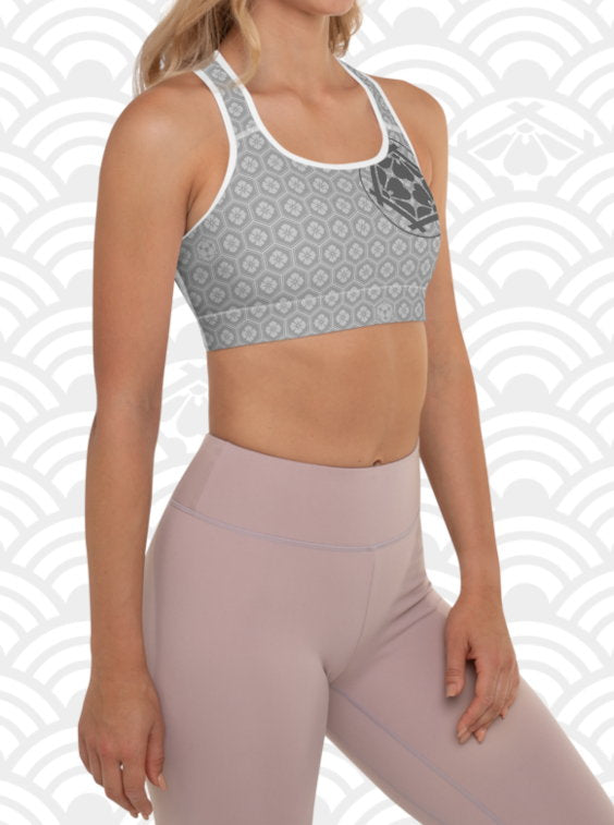 Ukiyo Streetwear Grey Sakura Print Sports Bra