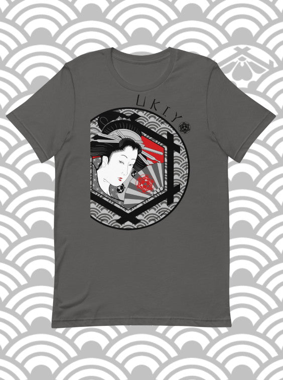Ukiyo Streetwear Grey Geisha Fan Dance (Jinta Mai) T-Shirt