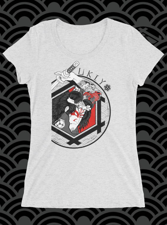 Ukiyo Streetwear Grey Heather Samurai Warrior Women's T-Shirt