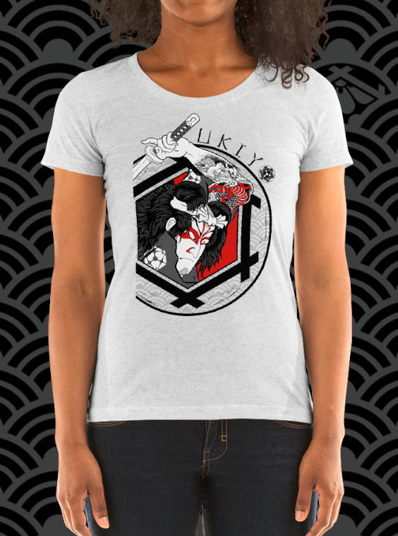 Ukiyo Streetwear Grey Heather Samurai Warrior Women's T-Shirt