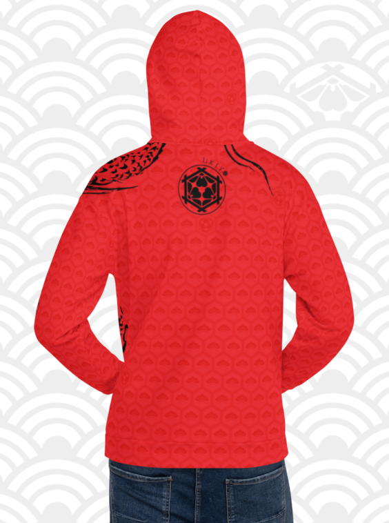 Ukiyo Streetwear Red Dragon and Volcano Print Hoodie