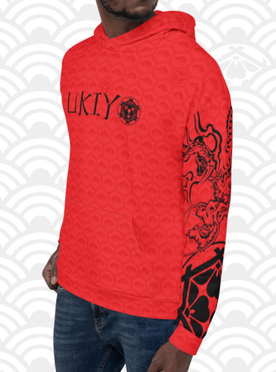 Red hoodie black sleeves discount