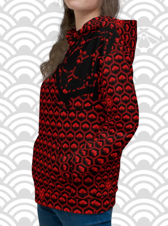 Womens Red & Black Ukiyo Streetwear Logo Hoodie