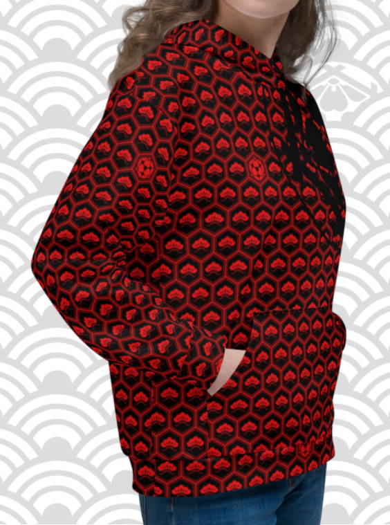 Womens Red & Black Ukiyo Streetwear Logo Hoodie