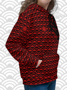 Womens Red & Black Ukiyo Streetwear Logo Hoodie