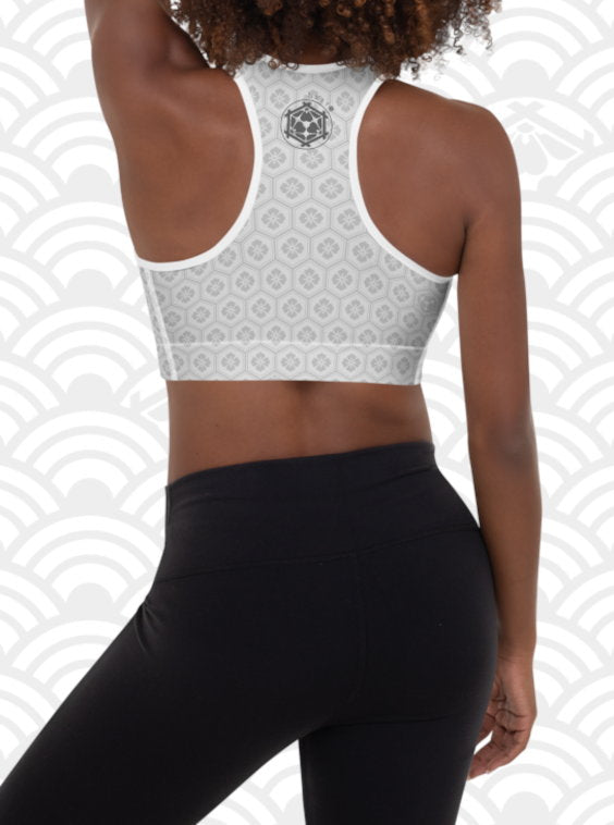 Ukiyo Streetwear Pastel Grey Sakura Print Sports Bra