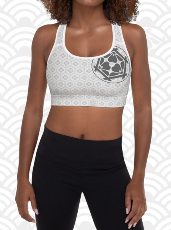 Ukiyo Streetwear Pastel Grey Sakura Print Sports Bra