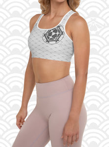 Ukiyo Streetwear Pastel Grey Seigaiha Print Sports Bra