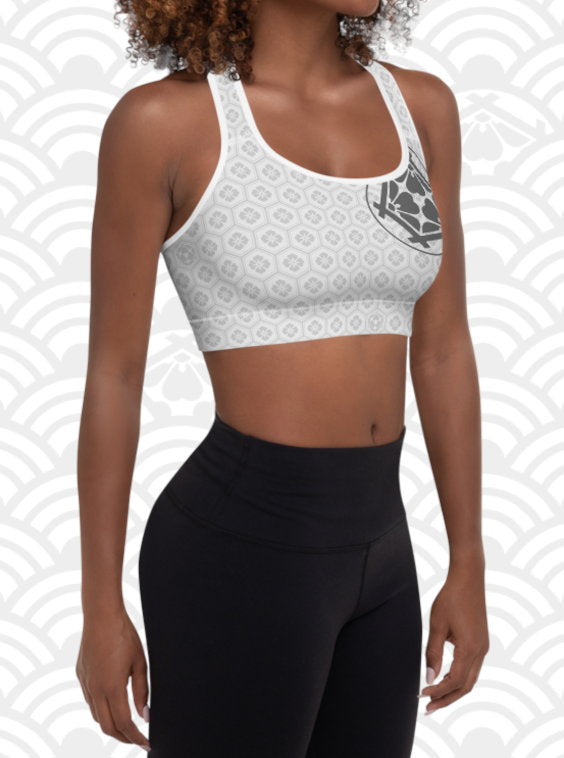 Ukiyo Streetwear Pastel Grey Sakura Print Sports Bra