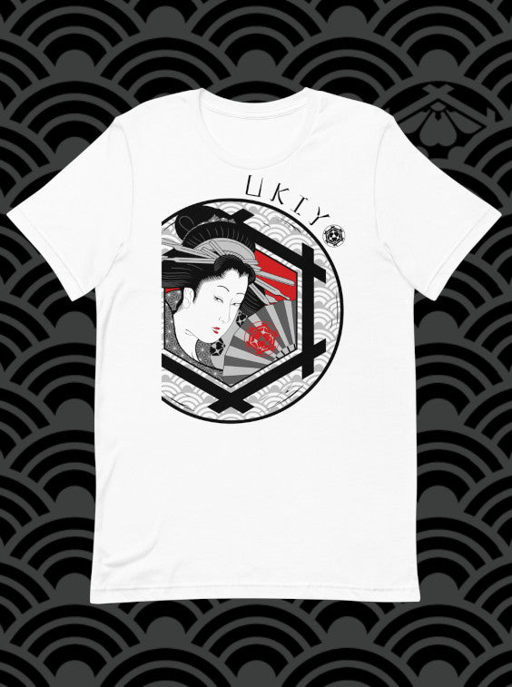 Ukiyo Streetwear White Geisha Fan Dance (Jinta Mai) T-Shirt